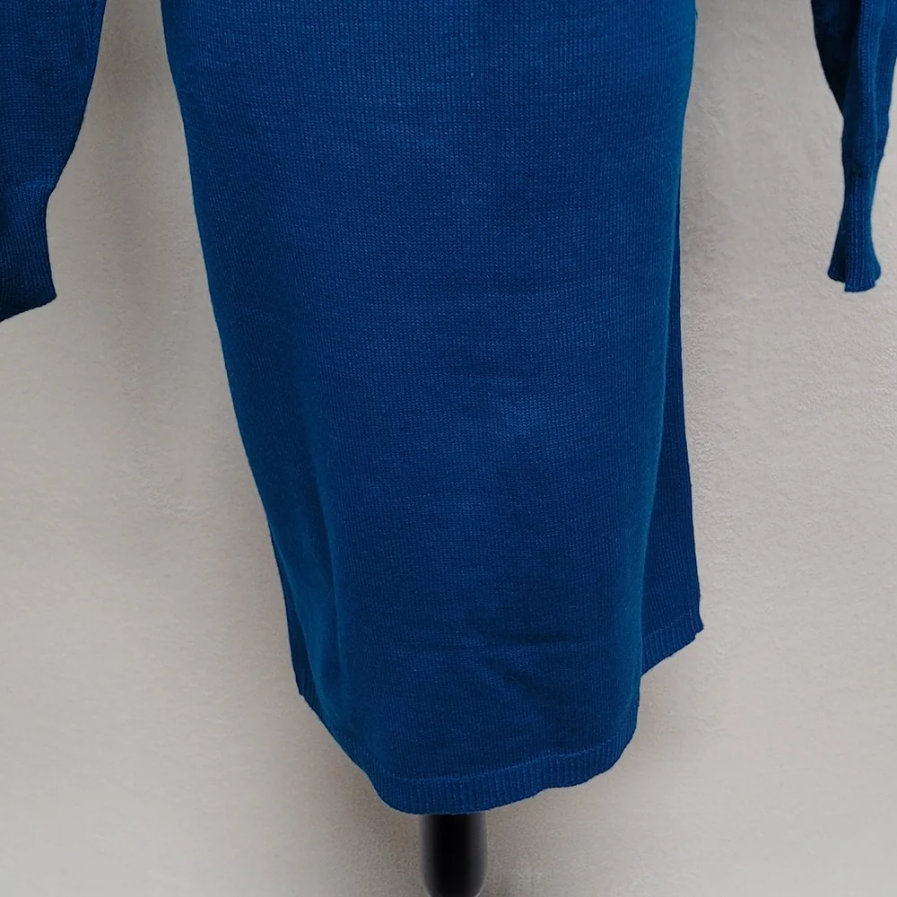 Deadstock Vintage 70s Darian Teal Sequin Starburst Mockneck Midi Sweater Dress M - Picture 10 of 12